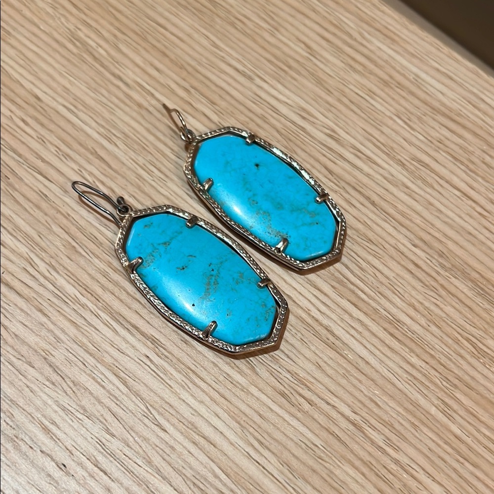 Kendra Scott Blue Earrings with Turquoise Stones and Silver Setting